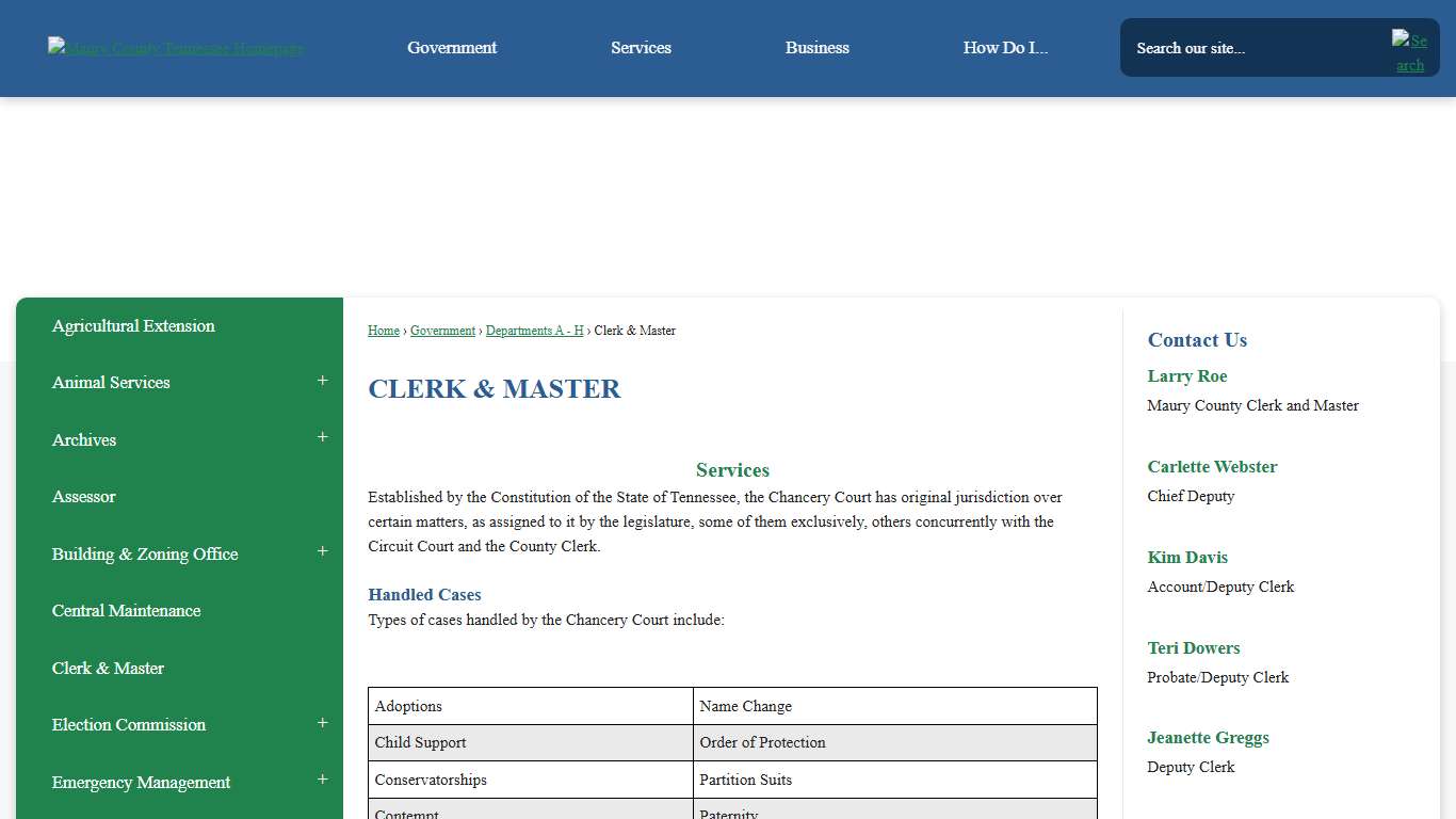 CLERK & MASTER Maury County, TN